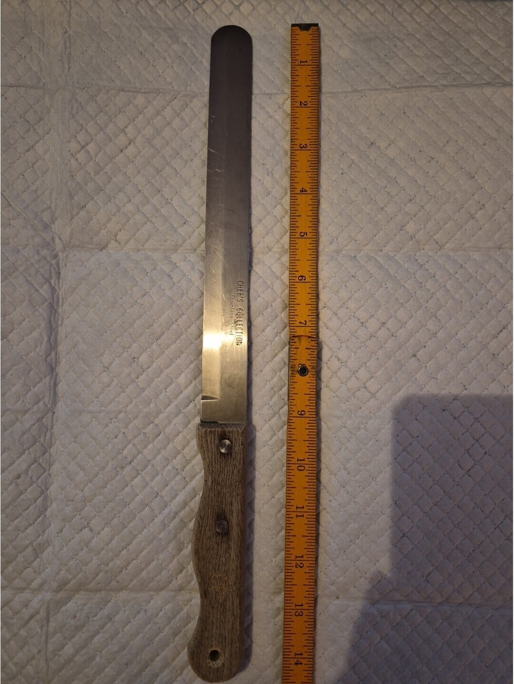 Vintage Chefs Collection Stainless Steel 14.5” Round Tip Icing Knife Wood Handle